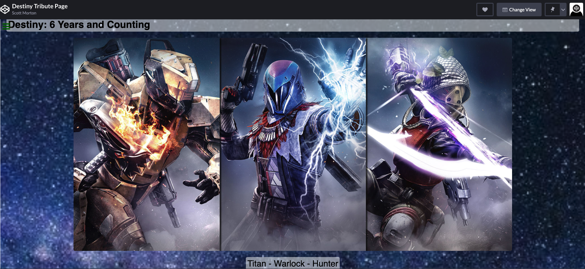 Destiny Tribute Page